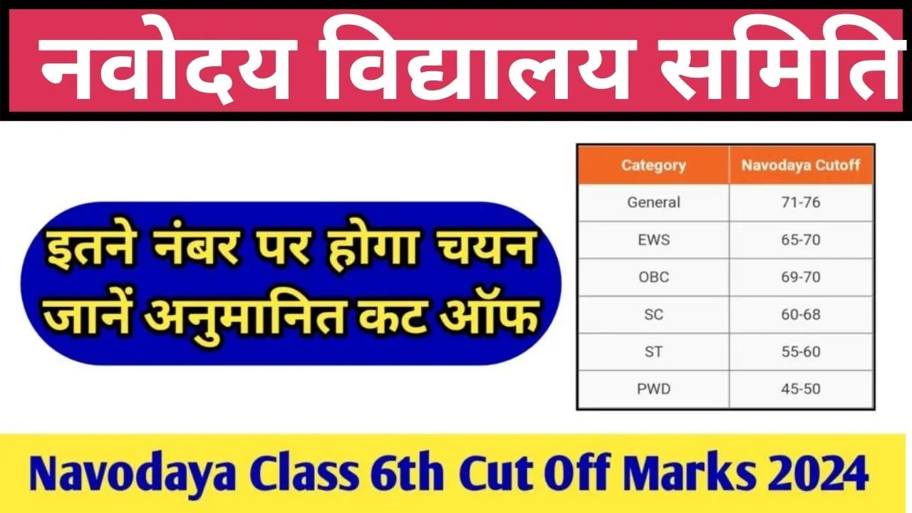 Navodaya Class 6th Cut Off Marks 2024