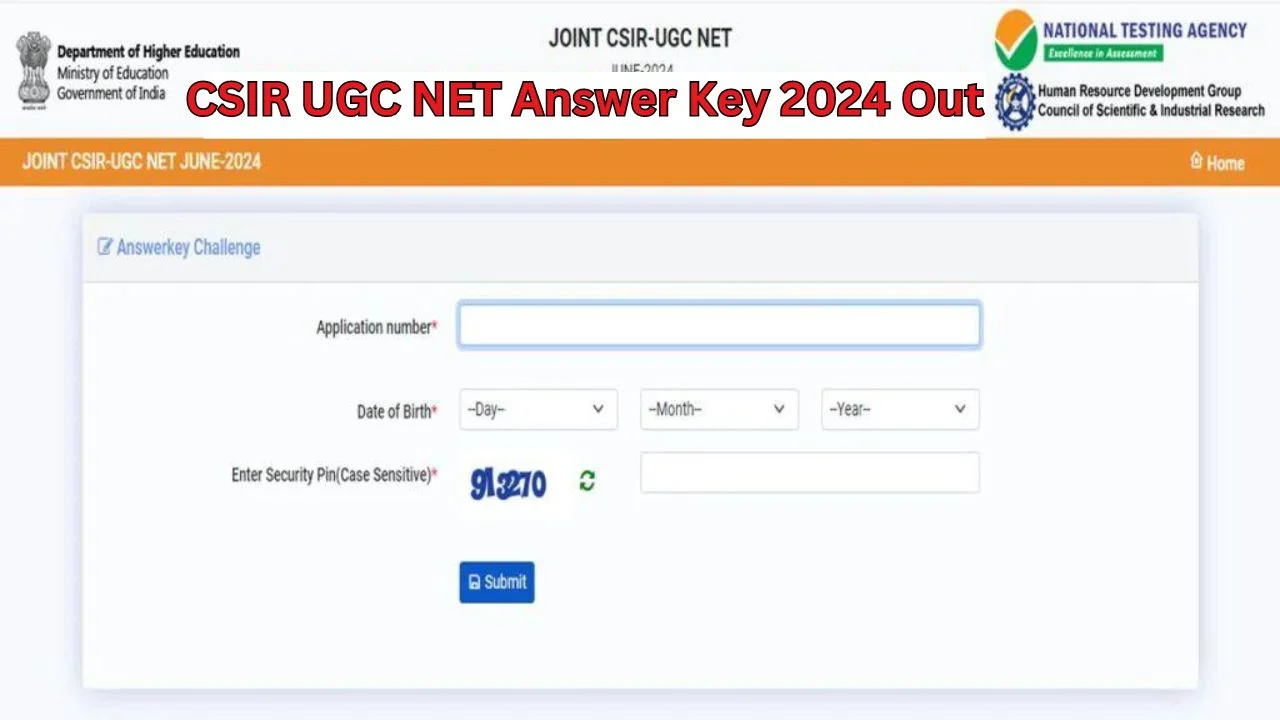 CSIR UGC NET Answer Key 2024 Out