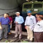 Inspection of diesel shed under construction in Patratu