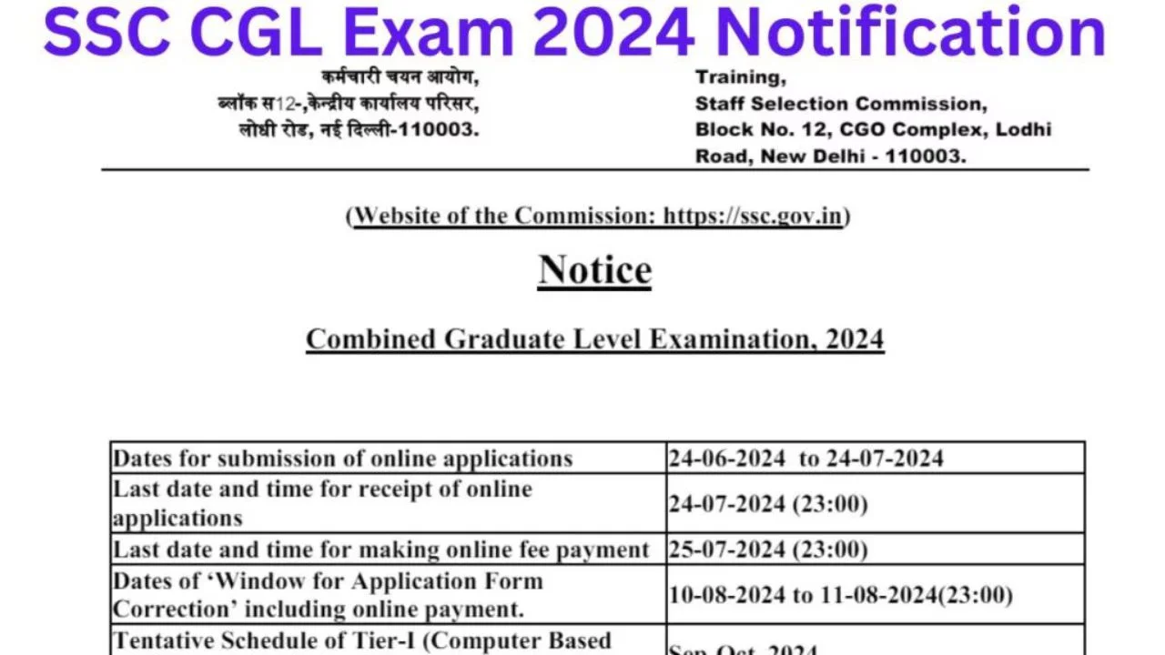 SSC CGL 2024 notification released