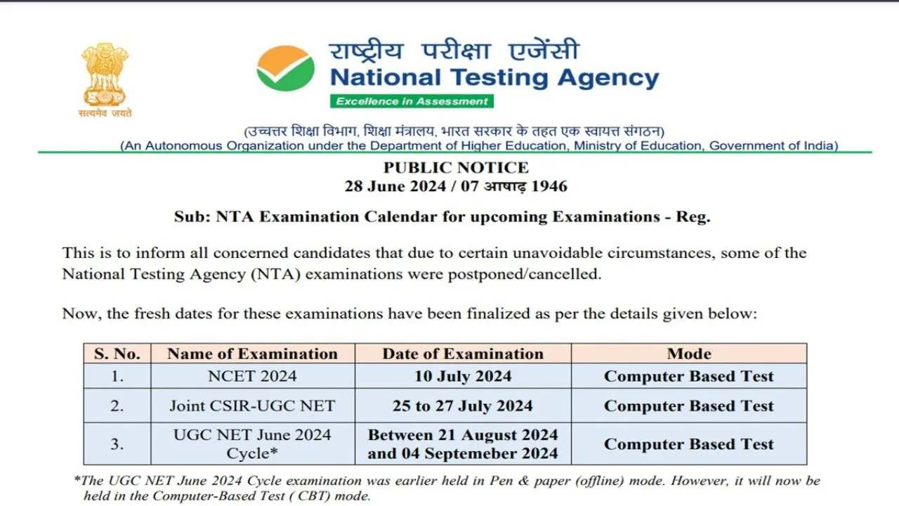 UGC NET Exam Dates 2024