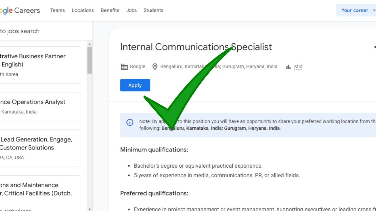 Google Internal Communications Specialist