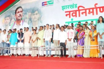 Jharkhand Navnirman Sankalp Sabha organized by Ranchi Youth AJSU at Prabhat Tara Maidan