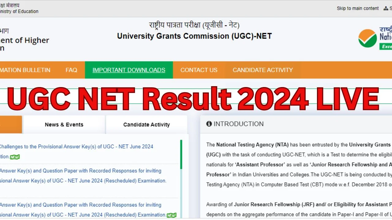 UGC NET Result 2024 LIVE