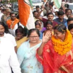 Congress candidate from Barkagaon assembly constituency Amba Prasad's election tour in coalfields