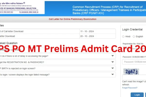 IBPS PO MT Prelims Admit Card 2024