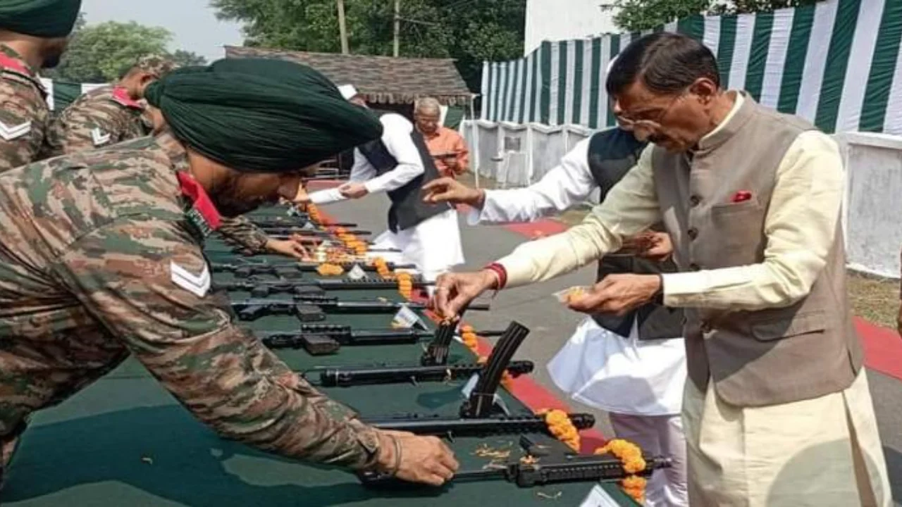 Union Minister of State for Defense Sanjay Seth performed Shastra Puja on Vijayadashami, gave best wishes to the army personnel