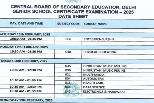 CBSE Date Sheet 2025