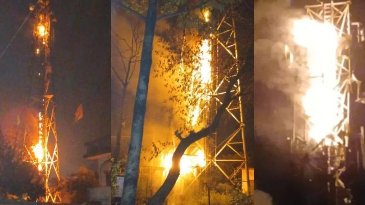 Fire in Airtel tower in Ramgarh Banjari Nagar, atmosphere of chaos due to burning of equipment