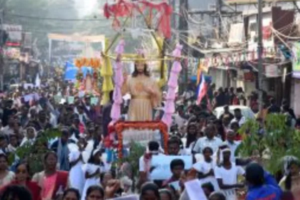 Grand procession of Christ the King festival in Ranchi Saint Mary's Church