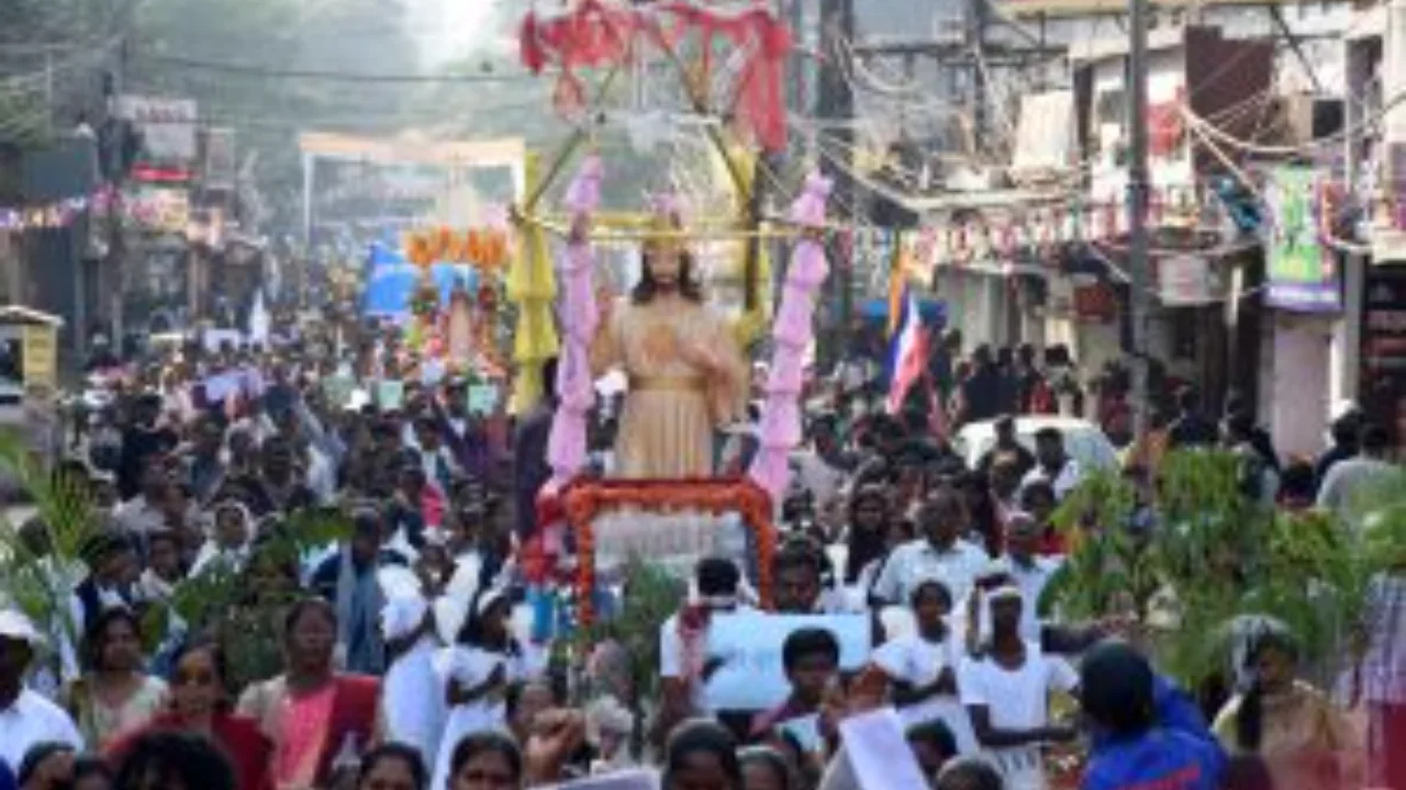 Grand procession of Christ the King festival in Ranchi Saint Mary's Church