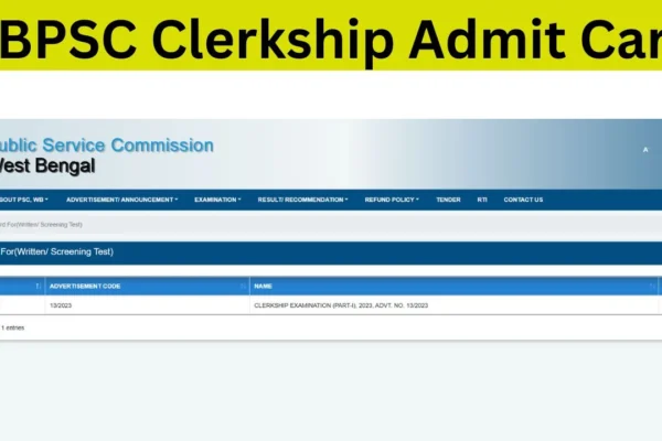 WBPSC Clerkship Admit Card 2024