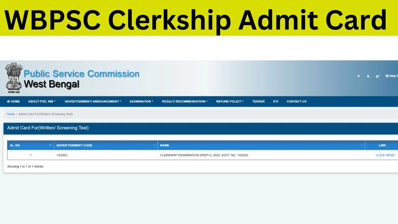 WBPSC Clerkship Admit Card 2024